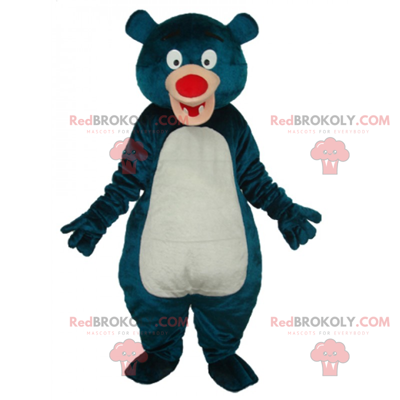 Blå bjørn maskot med rød nese - Redbrokoly.com
