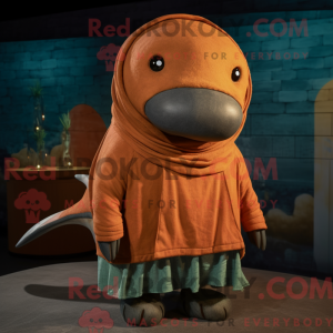 Rust Whale maskot kostume...