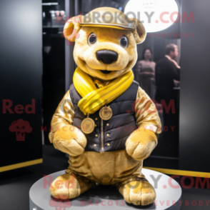 Fantasia de mascote de pulseira dourada com colete e lenços - Mascotes de pulseira - REBROKO_267737 - RedBrokoly.com