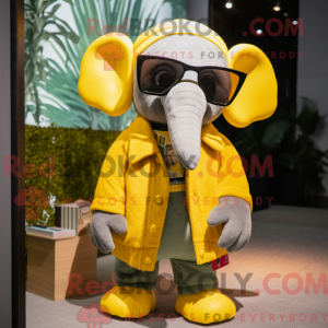 Gul elefant maskot drakt...