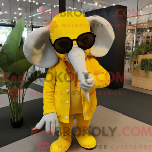 Gul elefant maskot drakt...