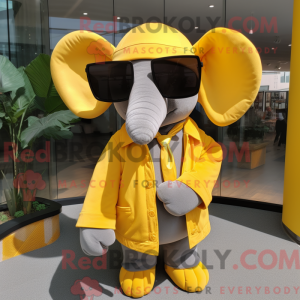 Gul elefant maskot drakt...