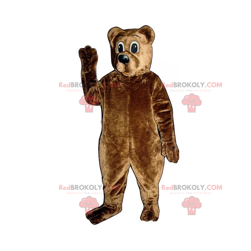 Brun bjørnemaskot med store øyne - Redbrokoly.com