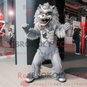Sølv varulv maskot kostyme...