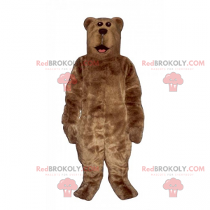 Brun björnmaskot med silkeslen kappa - Redbrokoly.com