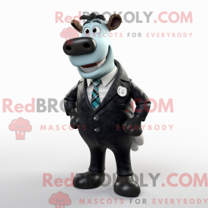 Sort Guernsey Cow maskot...
