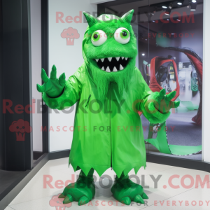 Grön Demon maskot drakt...