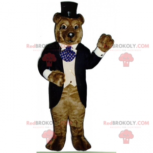 Mascote urso pardo em traje de gala - Redbrokoly.com