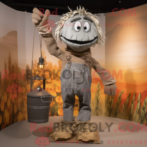 Grå fugleskræmsel maskot...