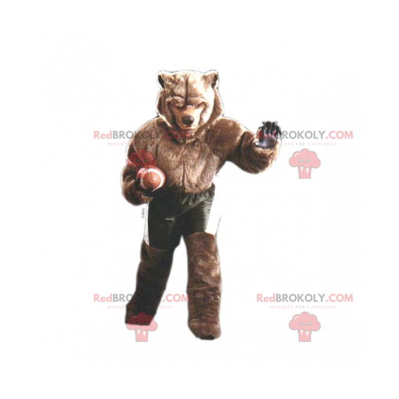 Brown bear mascot in American football gear - Redbrokoly.com