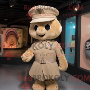 Tan Soldier mascot costume...