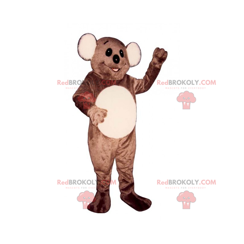 Mascotte orso marrone e beige con grandi orecchie rotonde -