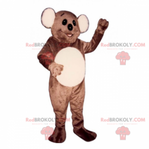 Brown and beige bear mascot with large round ears -