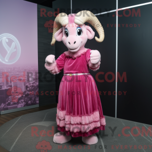 Pink Ram-maskotdraktfigur...