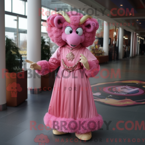Pink Ram maskot kostume...