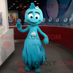 Cyan armband maskot kostyme...