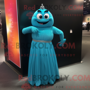 Cyan armbånd maskot kostyme...