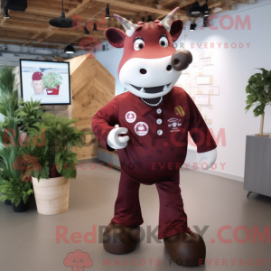 Maroon Cow-mascottekostuum...