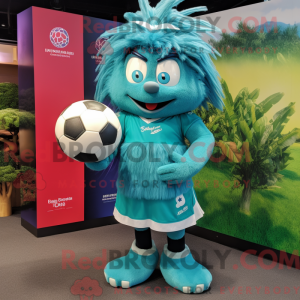 Teal Rugby Ball mascot...