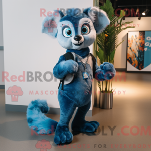 Blå Lemur maskot kostume...