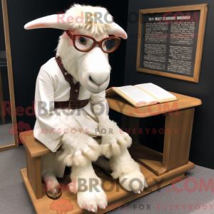 Hvid Boerged maskot kostume...