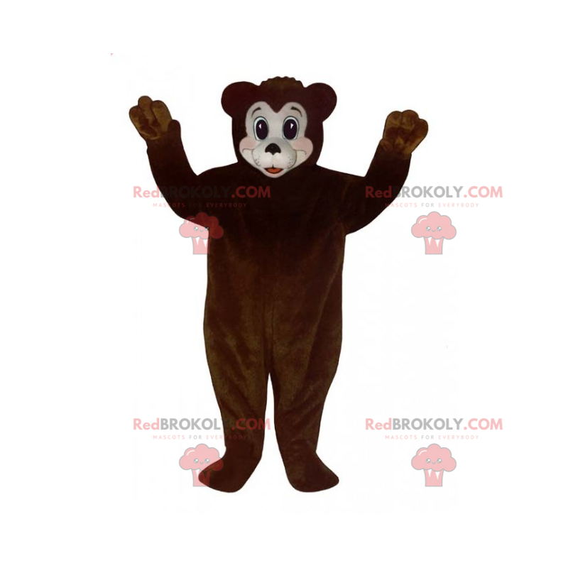 Maskot medvěd hnědý a bílý obličej - Redbrokoly.com