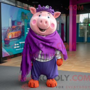 Purple Sow mascottekostuum...
