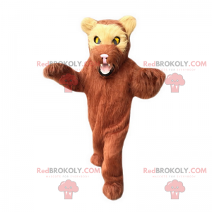 Mascote urso pardo e olhos amarelos - Redbrokoly.com