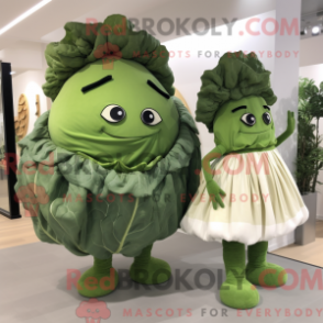 Postava maskota Olive Cabbage oblečená do Midi Dress a Cummerbunds - Maskoti zelí - REBROKO_268043 - RedBrokoly.com