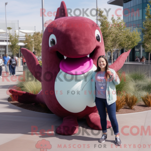 Maroon Narwhal maskot...
