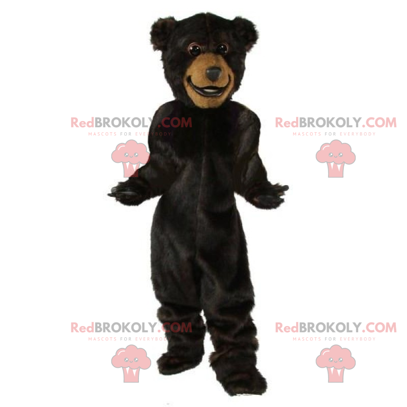 Mascotte d'ours noir et souriant - Redbrokoly.com Mascotte d'ours noir et souriant - Redbrokoly.com