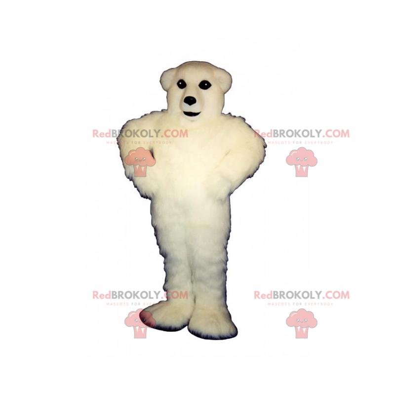 Mascote urso polar com cabelo branco - Redbrokoly.com