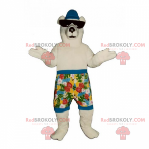 Mascote do urso polar com sunga e óculos de sol - Redbrokoly.com