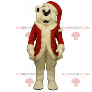 Mascotte d'ours polaire en tenue de père Noel - Redbrokoly.com