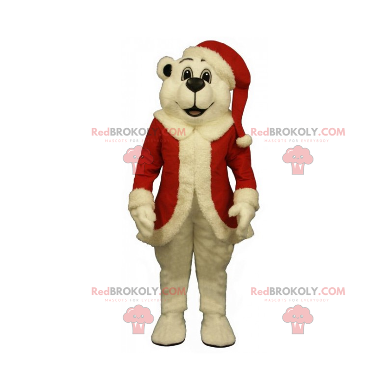 Mascota del oso polar en traje de Santa Claus - Redbrokoly.com