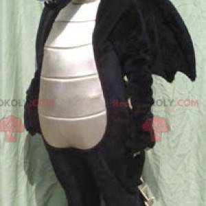 Stor svart og hvit drage maskot - Redbrokoly.com