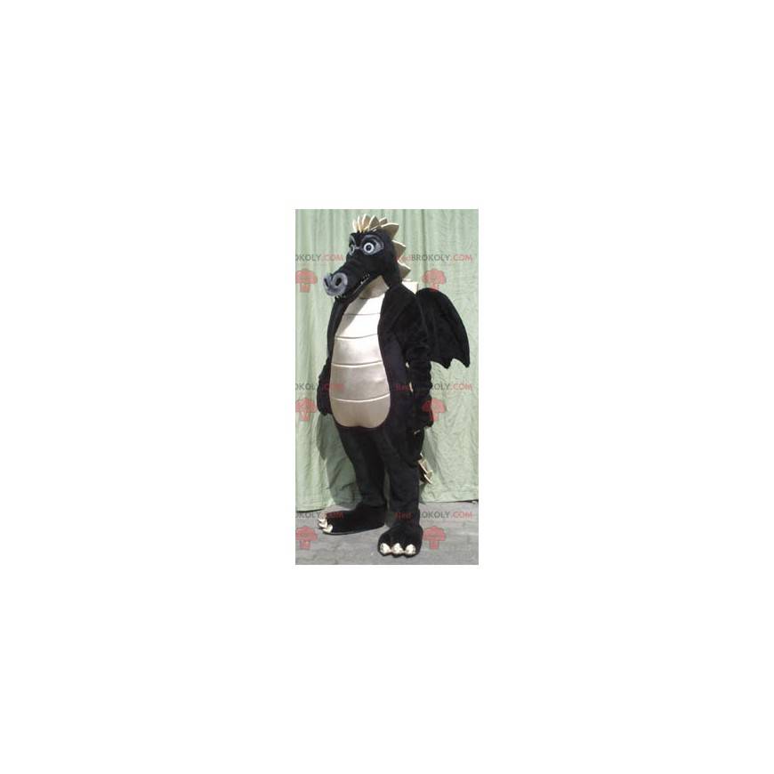 Mascotte de grand dragon noir et blanc - Redbrokoly.com