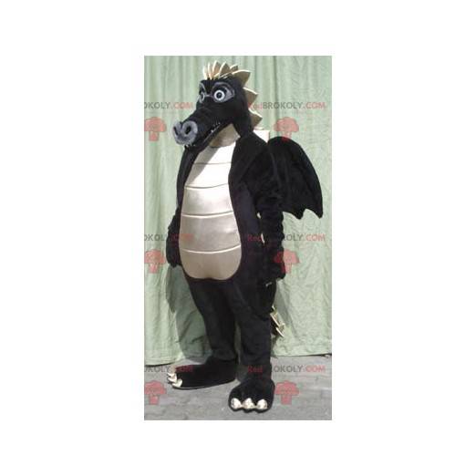 Grande mascote dragão preto e branco - Redbrokoly.com