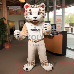 Fantasia de mascote Bobcat bege com macacão e pulseiras - Bobcat mascotes - REBROKO_268201 - RedBrokoly.com