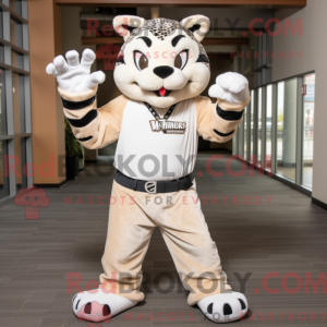 Fantasia de mascote Bobcat bege com macacão e pulseiras - Bobcat mascotes - REBROKO_268202 - RedBrokoly.com