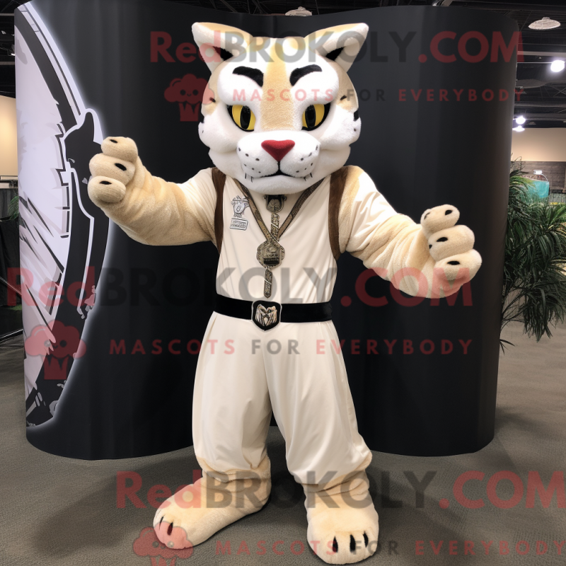 Fantasia de mascote Bobcat bege com macacão e pulseiras - Bobcat mascotes - REBROKO_268203 - RedBrokoly.com