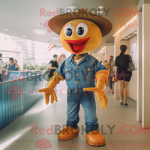 Gold Lobster mascot costume...