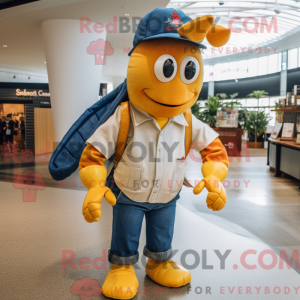 Guld hummer maskot kostume...