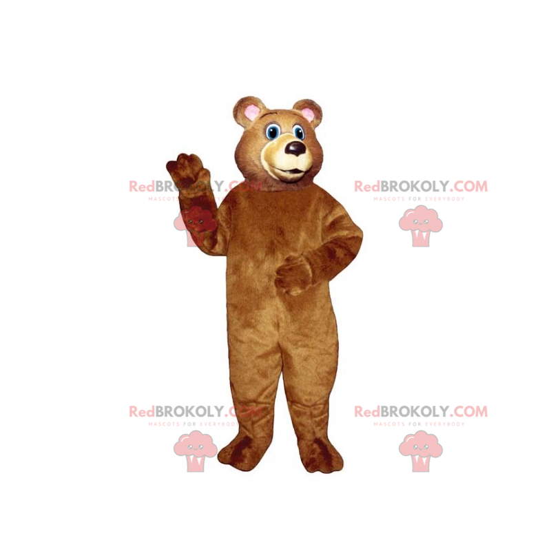 Bear maskot med brunt hår og blå øyne - Redbrokoly.com