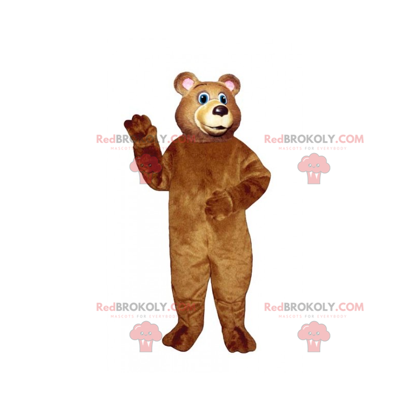 Mascote urso com cabelo castanho e olhos azuis - Redbrokoly.com