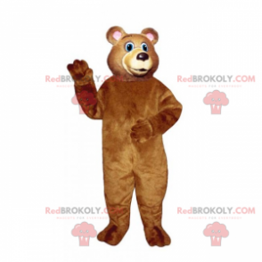 Mascote urso com cabelo castanho e olhos azuis - Redbrokoly.com