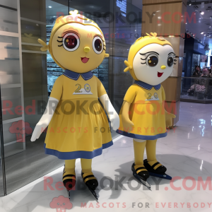 Guld par skøjter maskot...
