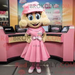 Tan Pink mascottekostuum...