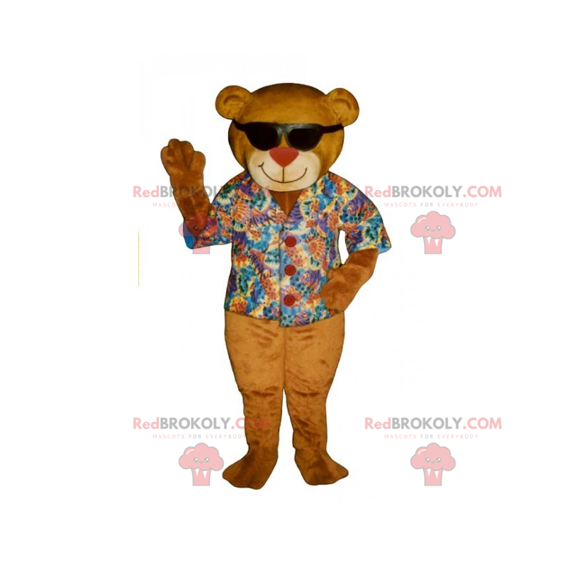 Teddybär Maskottchen mit farbigem Hemd und schwarzer Brille - Teddybär Maskottchen mit farbigem Hemd und schwarzer Brille -