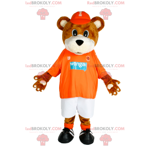 Teddybär Maskottchen mit Mütze und Sportbekleidung -